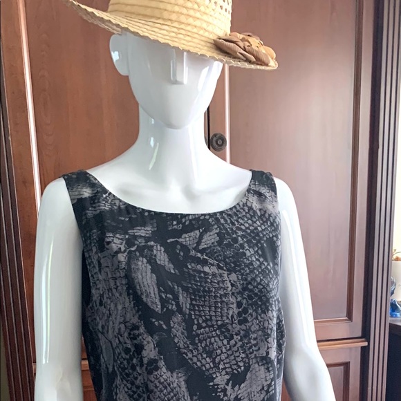 Richards 100% silk maxi party prom dress black & gray snake animal print US 12 - Picture 5 of 16